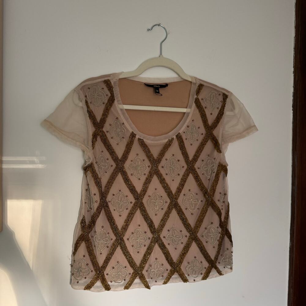 Vintage Beaded Short Sleeved Top